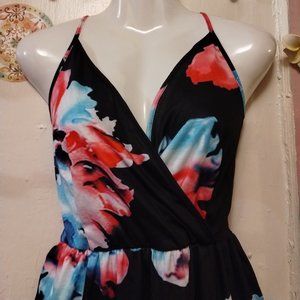 Styleworld (L) Wrap Front Abstract Tank Style Midi with Pockets